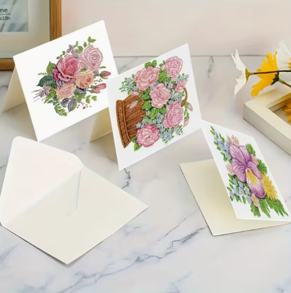 Diamond Painting 12 Stück Blumenkarten
